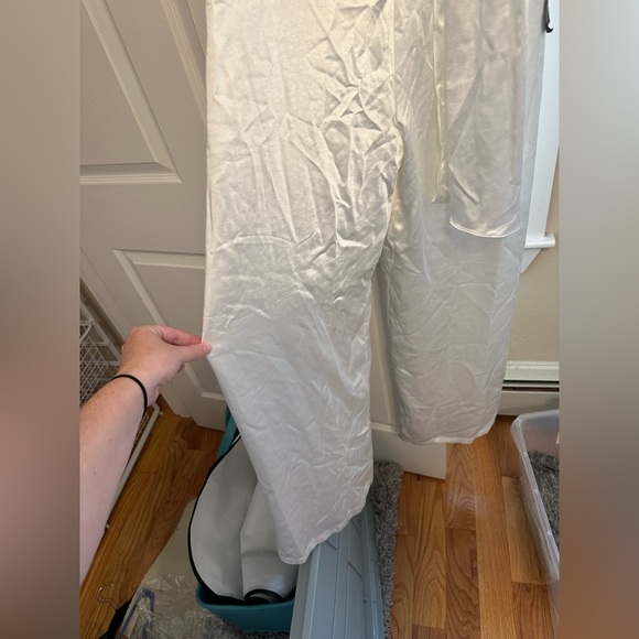 Lulus Romantic Expectations Ivory Satin Wide-Leg Jumpsuit- Size M - Picture 6 of 6